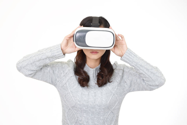 Woman wearing virtual reality goggles - Photo, Image