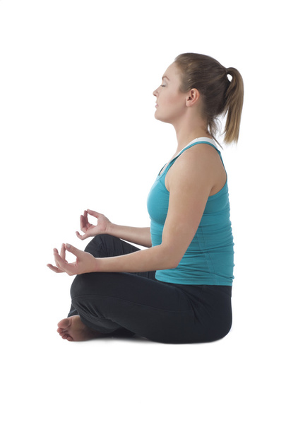 meditating woman in side view - Photo, Image