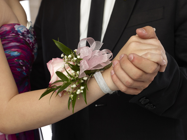 pink corsage in a woman wrist - Photo, Image