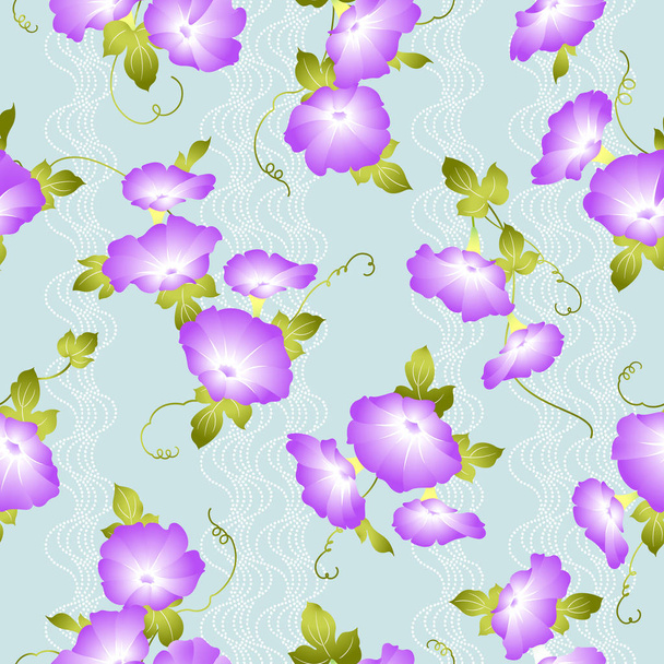 Japanese style morning glory pattern,Design of a Japanese style morning glory,This painting continues repeatedly, - Vector, afbeelding