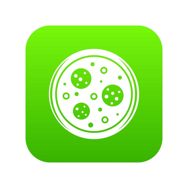 Tasty pizza with sausage and olives icon digital green - Vector, Imagen