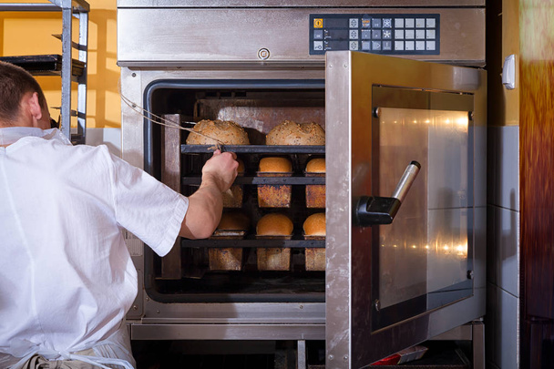 Baker bakes bread - Fotoğraf, Görsel