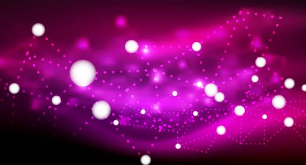 Blinkende sterren, neon gloeiende digitale aangesloten lichte stippen - Vector, afbeelding