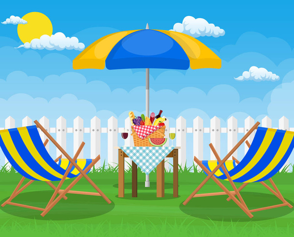 picnic party. Sun lounger, - Vector, Image