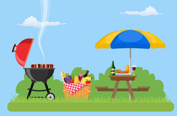 Outdoor picnic in park - Vector, Image