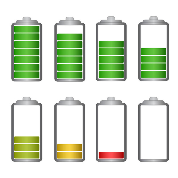 Set of battery symbol with different charge vector illustration - Vector, Image