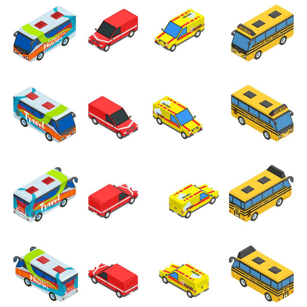 large set isometry transport.stock vector image - Vector, Image