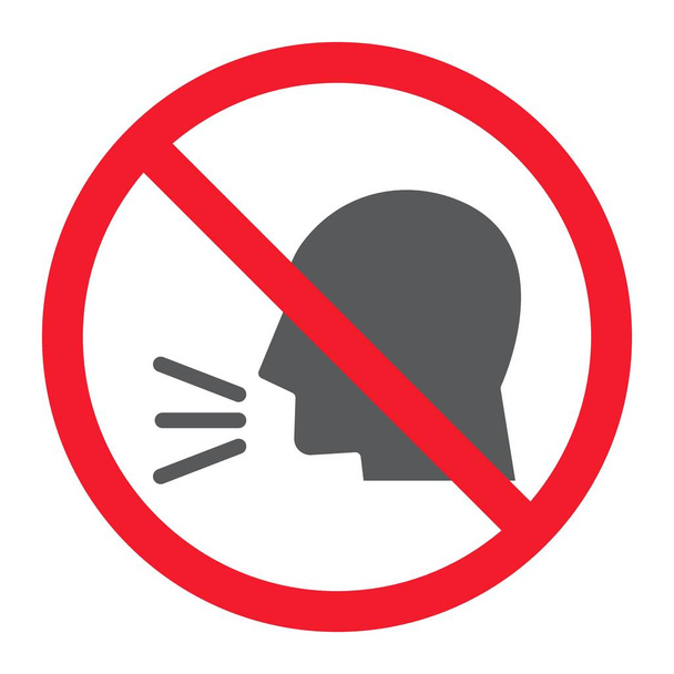 Keep silence glyph icon, prohibition and forbidden, no sound sign vector graphics, a solid pattern on a white background, eps 10. - Vector, Image