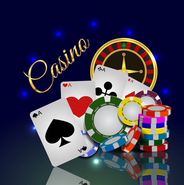 Casino chips and cards background eps 10 vector illustration - Вектор,изображение