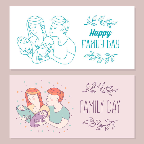 Happy family. Family day.  Vector illustration. - Vector, Image