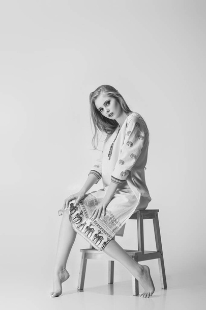 beautiful  model blonde posing in studio - Fotó, kép