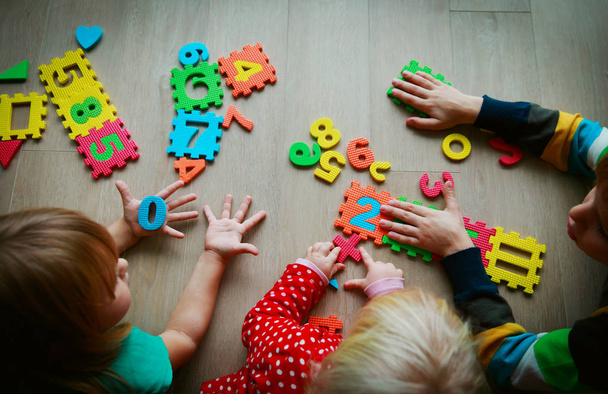 kids learning numbers, counting by fingers, math - Photo, Image
