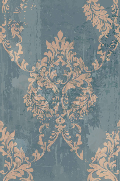 Rococo pattern background Vector. Ornamented texture luxury design. Vintage Royal textile decors - Vektör, Görsel