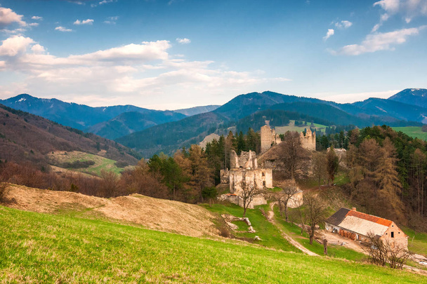 Landscape around ruins of Sklabina castle, Slovakia. - Photo, Image
