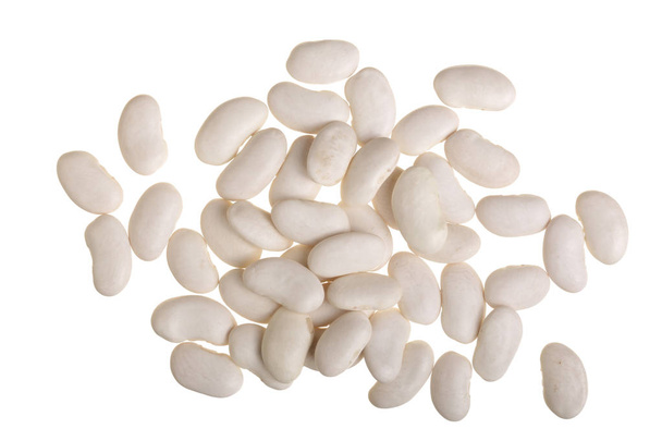 White kidney beans isolated on white background close up. Top view - Фото, изображение