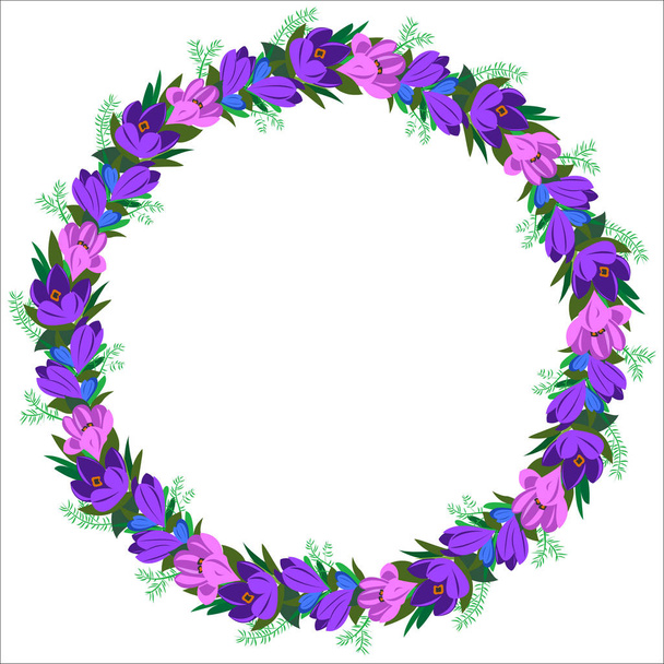 Wreath of flowers. Round frame for your design, greeting cards, posters. - Вектор, зображення