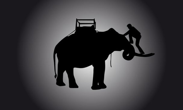 Cara rastejando em elefante
 - Vetor, Imagem