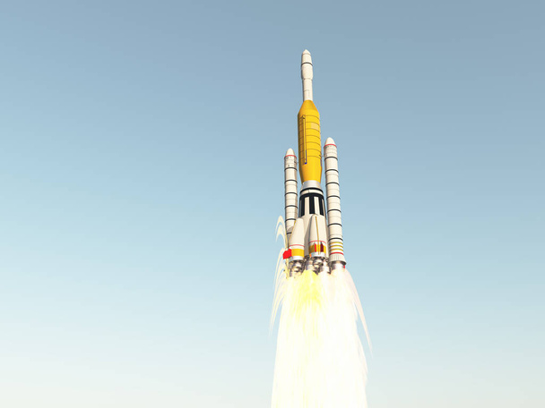 Запуск транспортного средства против голубого неба
 - Фото, изображение