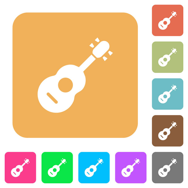 Acoustic guitar rounded square flat icons - Vector, Image