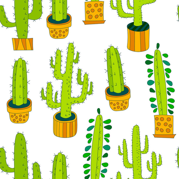 Patrón sin costura vectorial con cactus
 - Vector, imagen