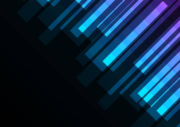 Blaue Streifenüberlappung im dunklen Hintergrund, Hintergrund der Balkenebene, Technologievorlage, Vektordarstellung - Vektor, Bild