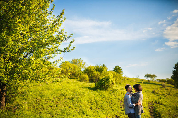 pari halaa vihreässä puutarhassa keväällä auringonlaskun aikaan
 - Valokuva, kuva