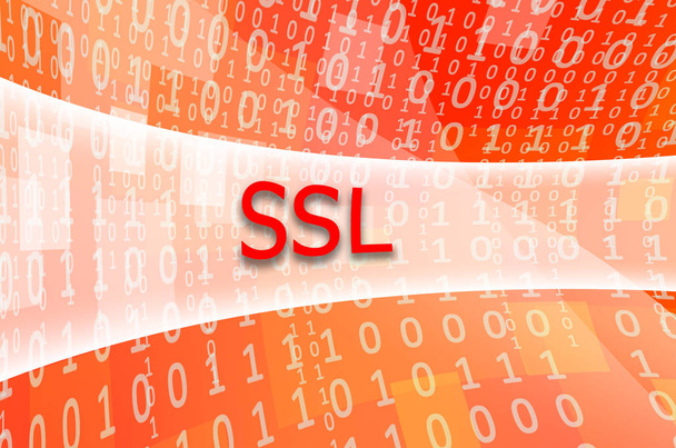L'iscrizione di testo SSL è scritta su un campo semitrasparente circondato da un insieme di figure astratte
 - Foto, immagini