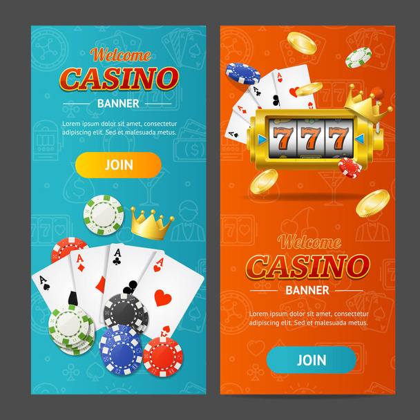 Realistic Casino Banner Vertical Set. Vector - Vecteur, image