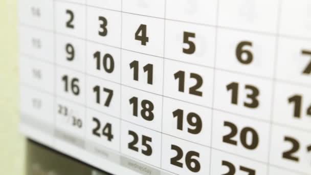 Kalender op het kantoor, datums en getallen. Tijd, business, financiën. - Video