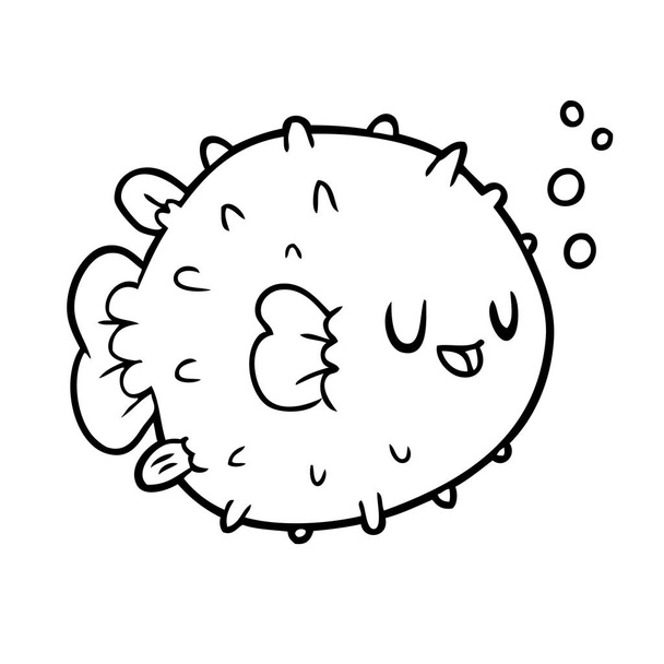 line drawing of a blowfish - Vector, Image