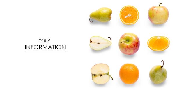 Fruta maçã laranja pêra sem costura padrão
 - Foto, Imagem
