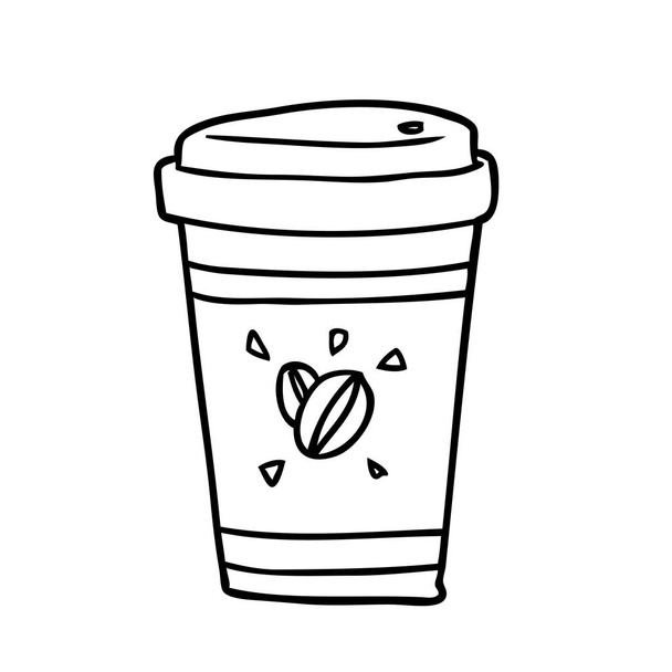 line drawing of a cup of takeout coffee - Vector, Image