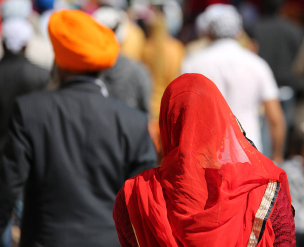 Sikh woman with red veil - Photo, Image