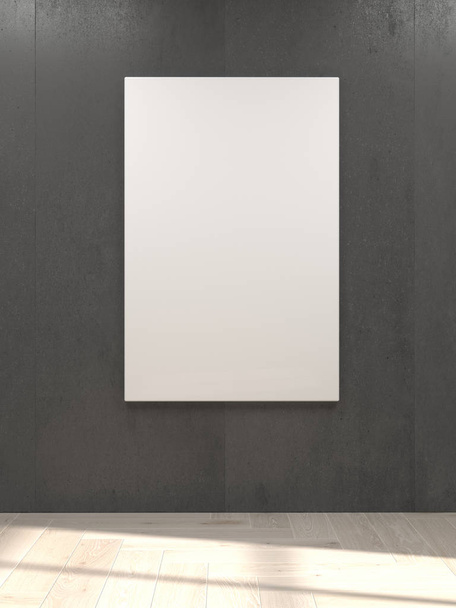 Leeres weißes Plakat hängt an Betonwand - Foto, Bild