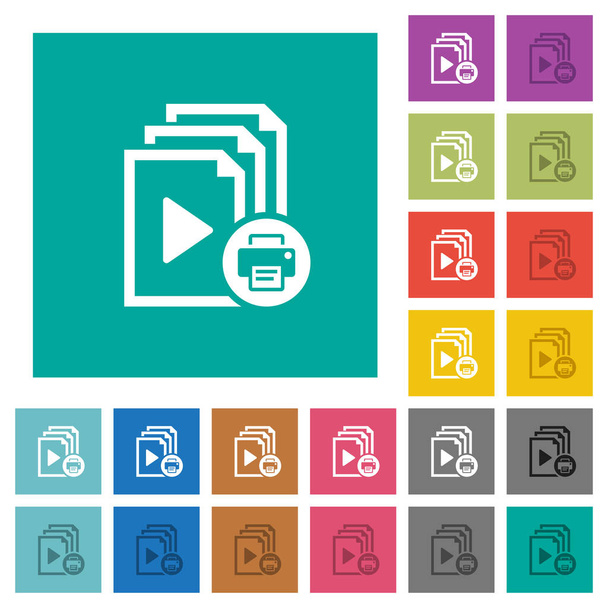 Print playlist square flat multi colored icons - Vector, Image