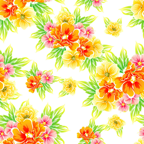Seamless vintage style flower pattern. Floral elements in color - Vecteur, image