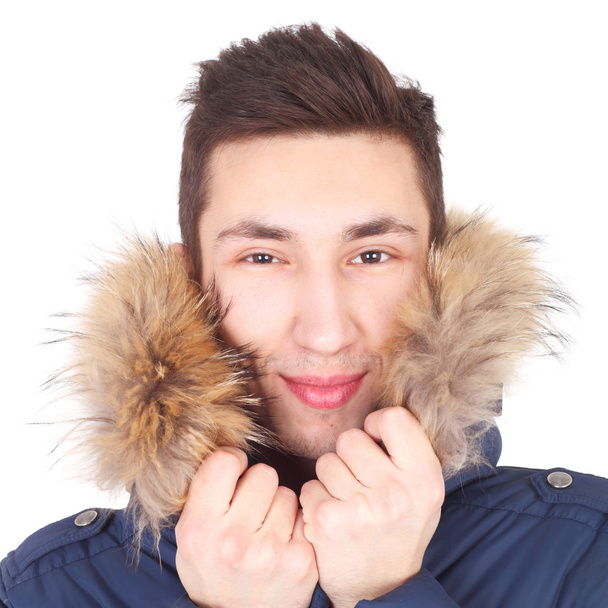 Smiling guy in furs - Foto, Imagen