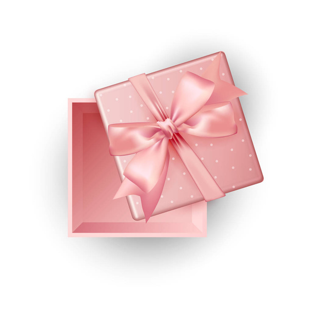 Open roze gift box top weergave witte achtergrond, vectorillustratie. - Vector, afbeelding