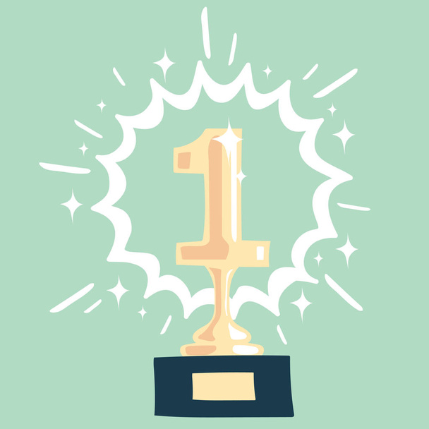 Кубок, награда, векторная икона в плоском стиле - Вектор,изображение