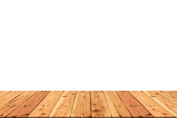 Wooden table on white background for spring or summer concept. - Photo, image