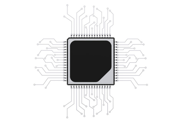Microchip Cpu Processor met Circuit. 3D-rendering - Foto, afbeelding