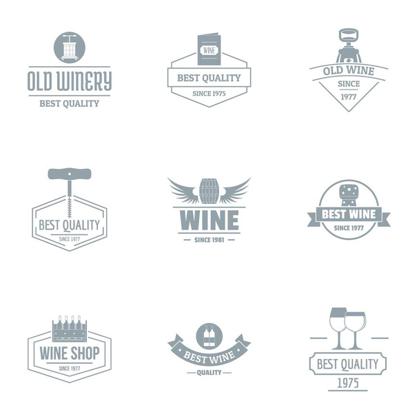 Wijnbouw logo set, eenvoudige stijl - Vector, afbeelding