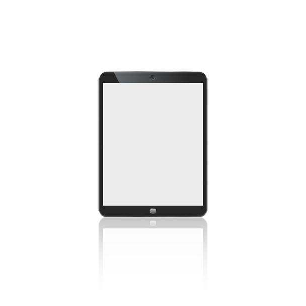 tableta en color negro estilo ipad con pantalla táctil en blanco aislada sobre fondo blanco. ilustración vector de stock
 - Vector, imagen
