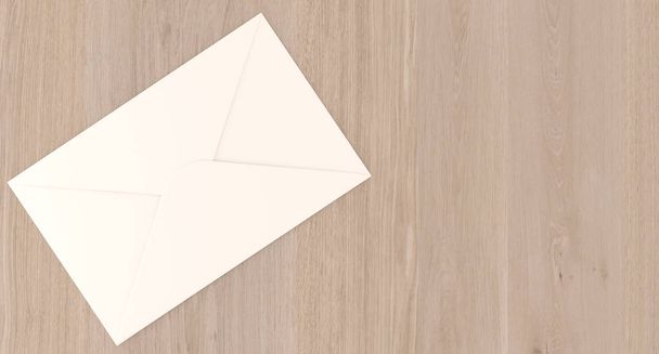 Ρεαλιστική ταχυδρομείο επιστολές σε ξύλινη επιφάνεια - Φωτογραφία, εικόνα