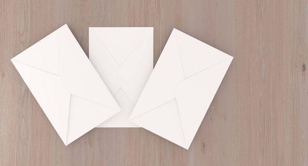 Cartas de correo realistas en superficie de madera
 - Foto, Imagen