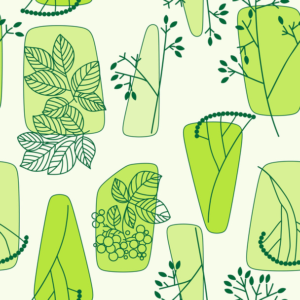 green floral retro seamless pattern - Vector, imagen