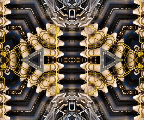 Tuyau métallique kaléidoscopique assemblage motif techno
 - Photo, image