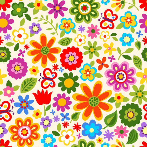 Seamless retro flower pattern - Vector, Image