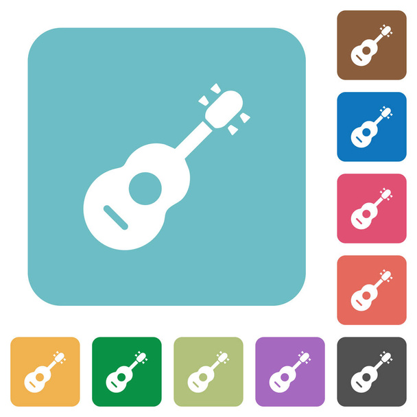 Guitarra acústica redondeada iconos planos cuadrados
 - Vector, imagen