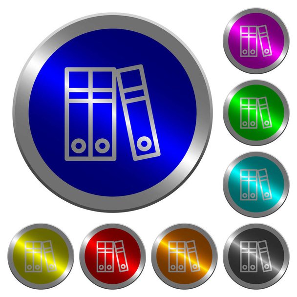 ドキュメント フォルダー発光のコインのようなラウンド カラー ボタン - ベクター画像